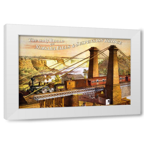 Niagara Falls Train Travel White Modern Wood Framed Art Print by Vintage Travel Posters