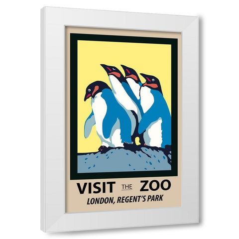 Penguins Zoo Poster White Modern Wood Framed Art Print by Vintage Travel Posters