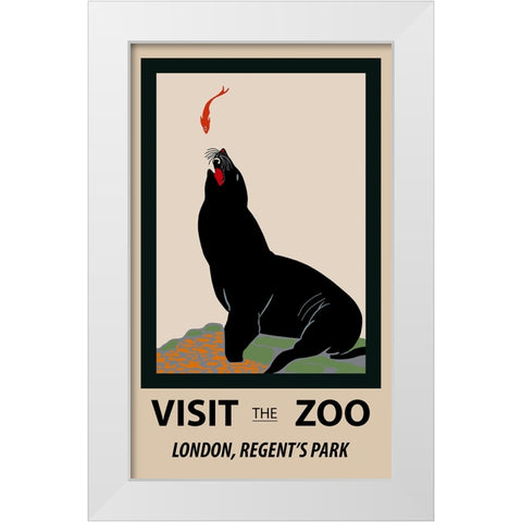 Sea Lion Zoo White Modern Wood Framed Art Print by Vintage Travel Posters