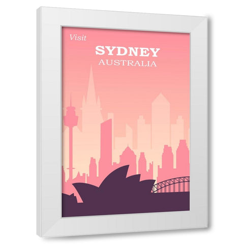 Sydney Travel Poster White Modern Wood Framed Art Print by Vintage Travel Posters