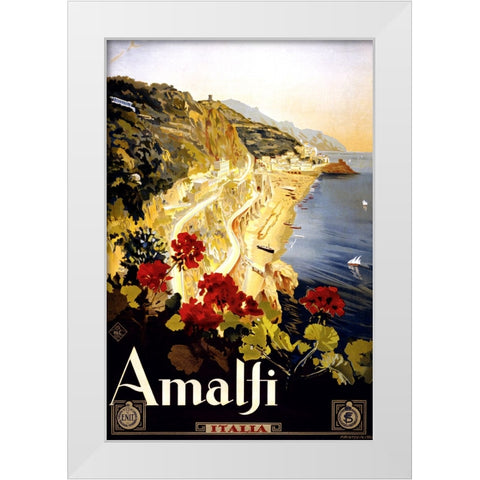 Amalfi Vintage Travel Poster White Modern Wood Framed Art Print by Vintage Travel Posters