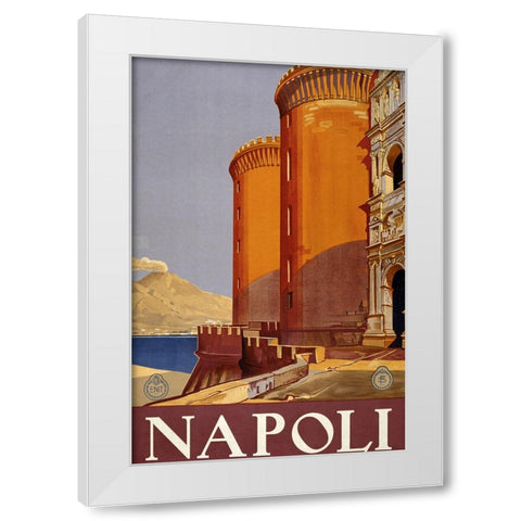 Vintage Napoli Poster White Modern Wood Framed Art Print by Vintage Travel Posters