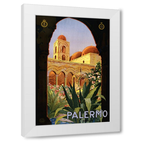 Vintage Palermo Poster White Modern Wood Framed Art Print by Vintage Travel Posters