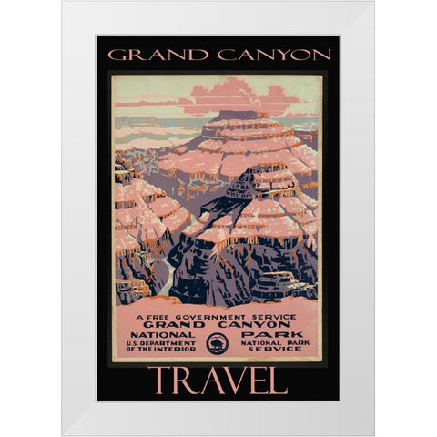 Grand Canyon Vintage Travel Poster White Modern Wood Framed Art Print by Vintage Travel Posters