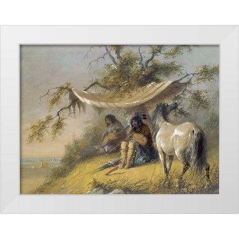 Arapahos White Modern Wood Framed Art Print by Miller, Alfred Jacob