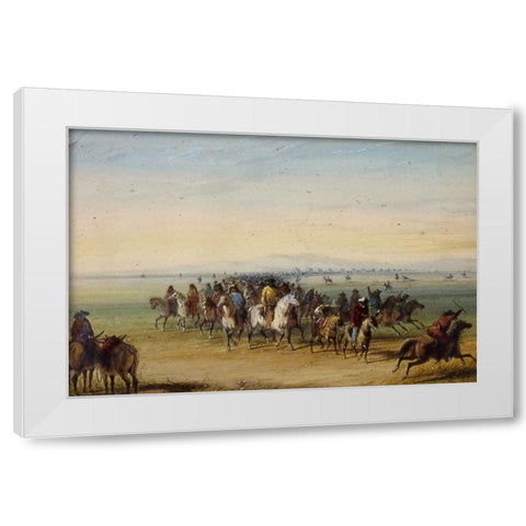 Caravan en Route White Modern Wood Framed Art Print by Miller, Alfred Jacob