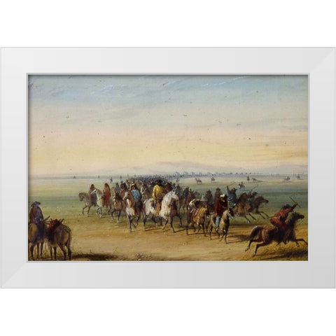 Caravan en Route White Modern Wood Framed Art Print by Miller, Alfred Jacob