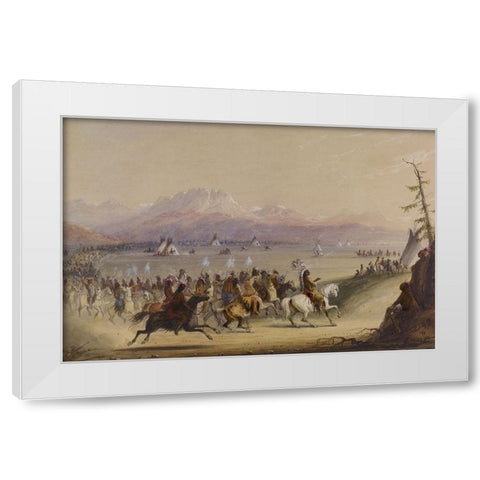 Cavalcade White Modern Wood Framed Art Print by Miller, Alfred Jacob