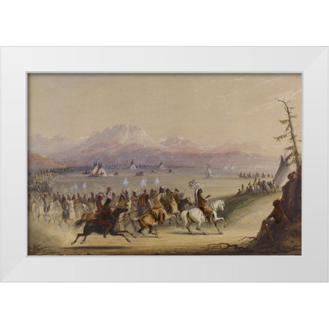 Cavalcade White Modern Wood Framed Art Print by Miller, Alfred Jacob