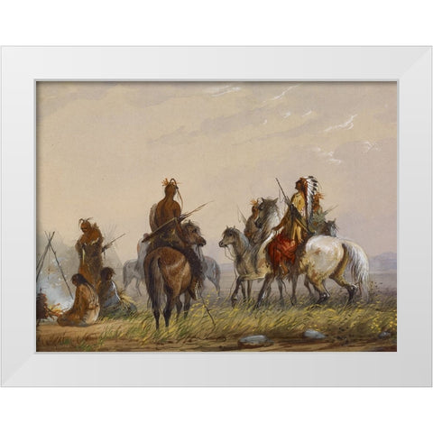 Expedition to Capture Wild Horses White Modern Wood Framed Art Print by Miller, Alfred Jacob