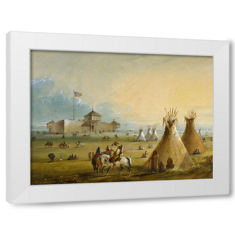 Fort Laramie White Modern Wood Framed Art Print by Miller, Alfred Jacob