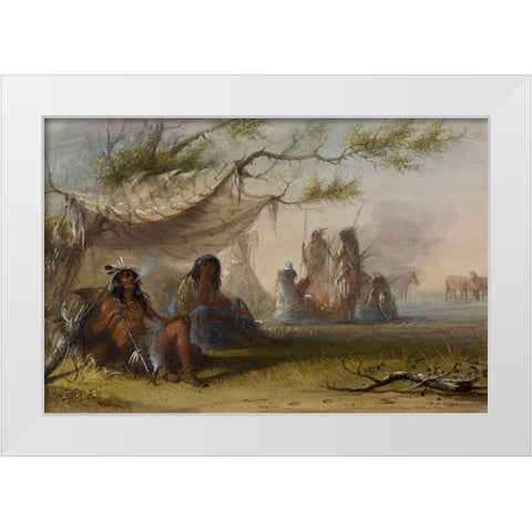Indian Encampment White Modern Wood Framed Art Print by Miller, Alfred Jacob