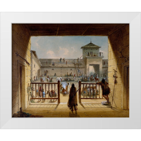 Interior of Fort Laramie White Modern Wood Framed Art Print by Miller, Alfred Jacob