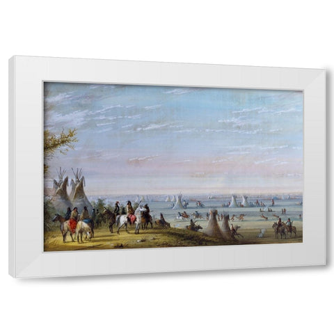 Rendezvous White Modern Wood Framed Art Print by Miller, Alfred Jacob