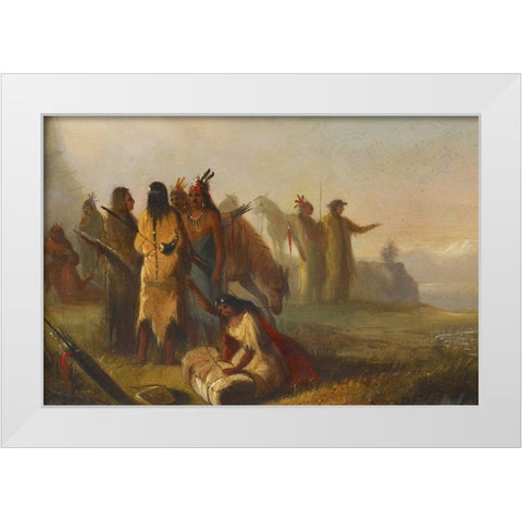 Scene of Trappers and Indians White Modern Wood Framed Art Print by Miller, Alfred Jacob