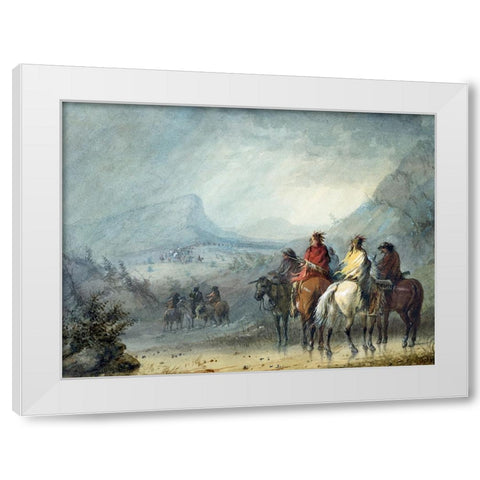 Waiting for the Caravan White Modern Wood Framed Art Print by Miller, Alfred Jacob