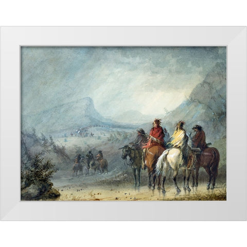 Waiting for the Caravan White Modern Wood Framed Art Print by Miller, Alfred Jacob