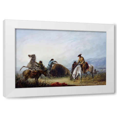 Taking the Hump Rib White Modern Wood Framed Art Print by Miller, Alfred Jacob
