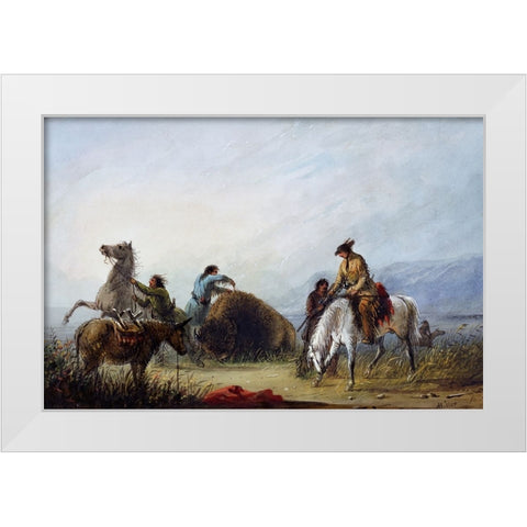 Taking the Hump Rib White Modern Wood Framed Art Print by Miller, Alfred Jacob