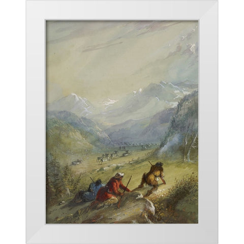 Mountain Sheep White Modern Wood Framed Art Print by Miller, Alfred Jacob