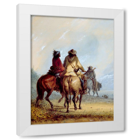 Trappers Starting for the Beaver Hunt White Modern Wood Framed Art Print by Miller, Alfred Jacob