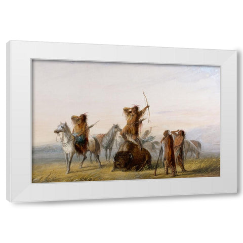 Yell of Triumph White Modern Wood Framed Art Print by Miller, Alfred Jacob