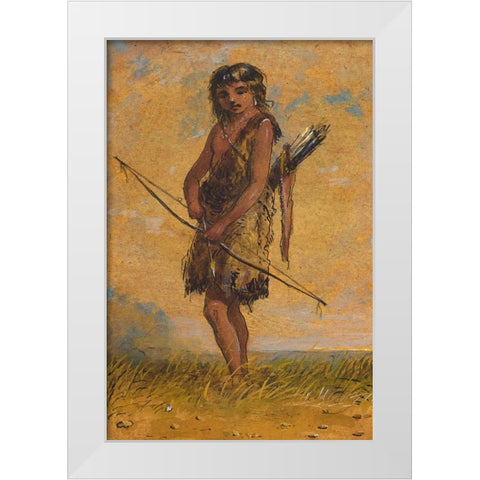 Indian Boy White Modern Wood Framed Art Print by Miller, Alfred Jacob
