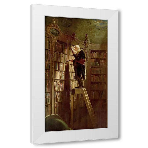 The Bookworm White Modern Wood Framed Art Print by Spitzweg, Karl