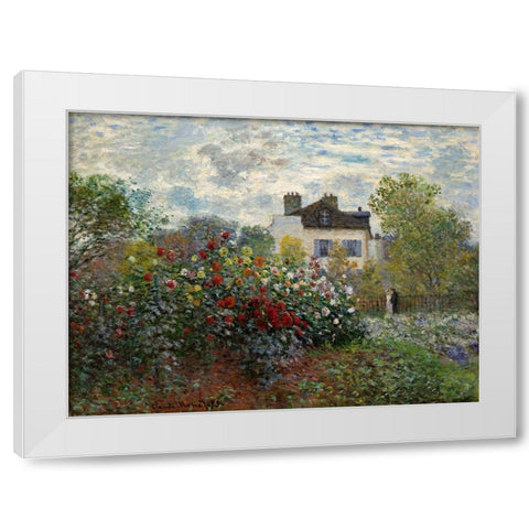 The Artists Garden at Argenteuil White Modern Wood Framed Art Print by Monet, Cluade