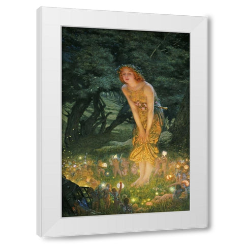 Midsummer Eve White Modern Wood Framed Art Print by Hughes, Edward Robert