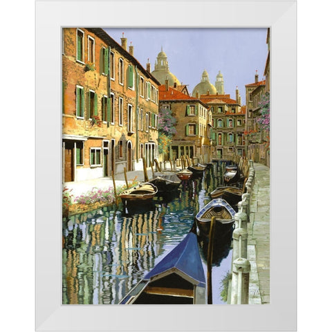 La Barche Sul Canale White Modern Wood Framed Art Print by Borelli, Guido