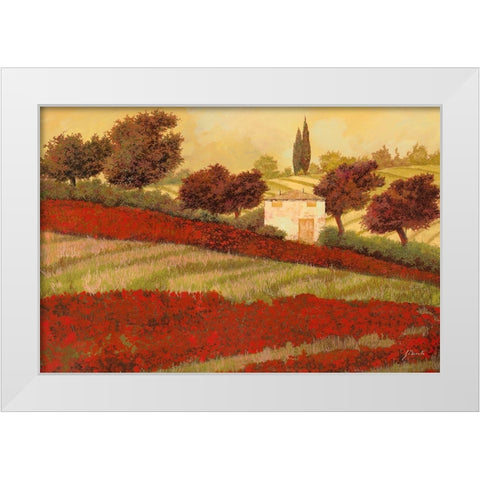 Papaveri Toscana I White Modern Wood Framed Art Print by Borelli, Guido