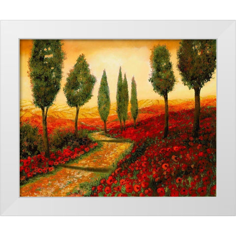 Strada tra i Papaveri White Modern Wood Framed Art Print by Borelli, Guido