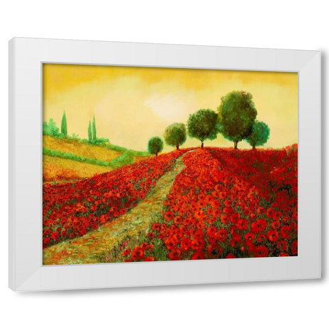 La Collina Dei Papaveri White Modern Wood Framed Art Print by Borelli, Guido