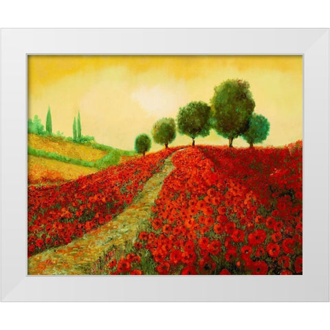 La Collina Dei Papaveri White Modern Wood Framed Art Print by Borelli, Guido