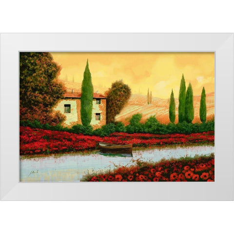Al Tramonto Sul Fiume White Modern Wood Framed Art Print by Borelli, Guido