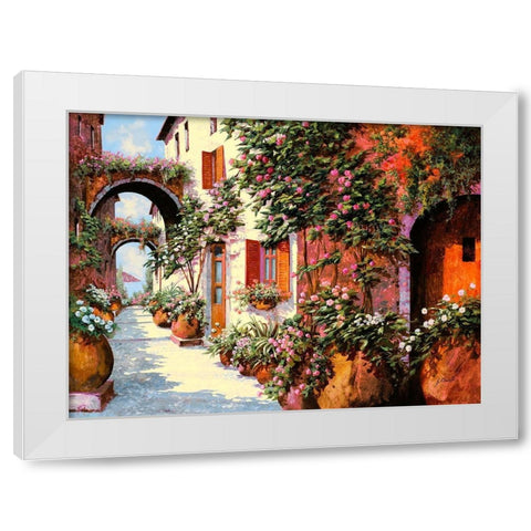 Porta Rossa e Archi White Modern Wood Framed Art Print by Borelli, Guido