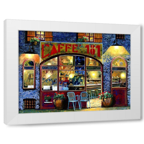 caffe 181 White Modern Wood Framed Art Print by Borelli, Guido