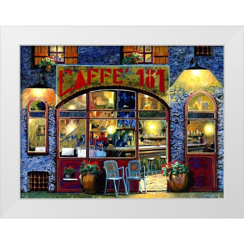 caffe 181 White Modern Wood Framed Art Print by Borelli, Guido