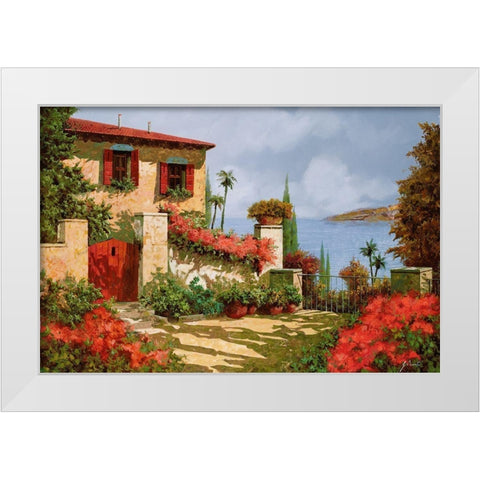 il giardino rosso White Modern Wood Framed Art Print by Borelli, Guido