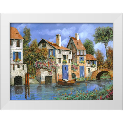 Borgo Tutto Blu White Modern Wood Framed Art Print by Borelli, Guido