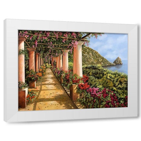 Tante Colonne sul golfo White Modern Wood Framed Art Print by Borelli, Guido