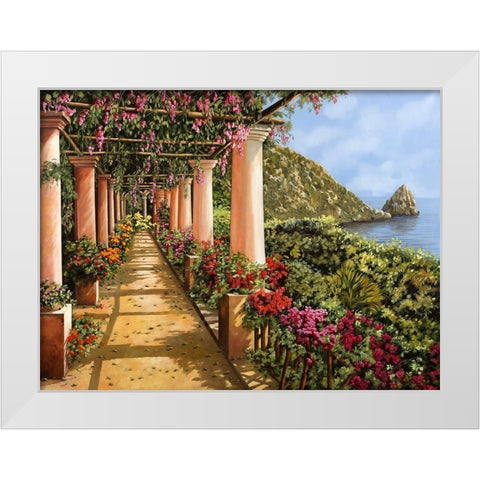 Tante Colonne sul golfo White Modern Wood Framed Art Print by Borelli, Guido