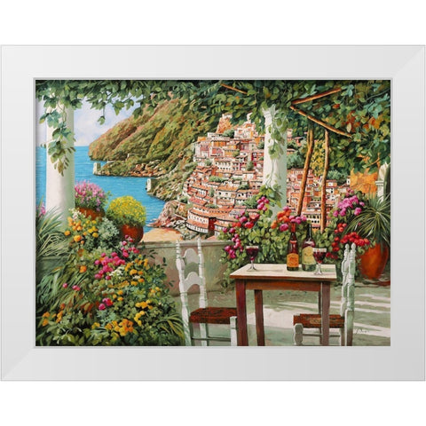 Positano dalla terrazza White Modern Wood Framed Art Print by Borelli, Guido
