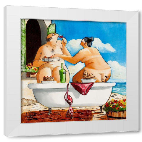 Tuscan Bath III White Modern Wood Framed Art Print by West, Ronald