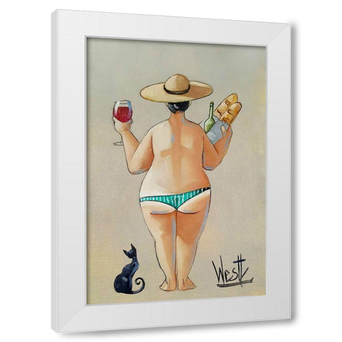 Bouquets and Wine White Modern Wood Framed Art Print by West, Ronald