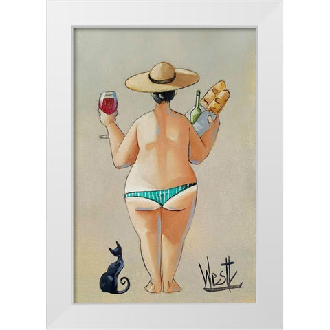 Bouquets and Wine White Modern Wood Framed Art Print by West, Ronald