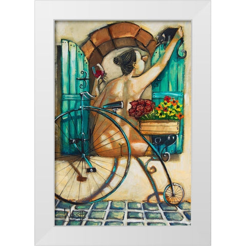 Lady in Window III White Modern Wood Framed Art Print by West, Ronald