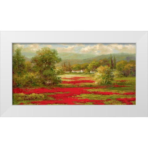 Red Poppy Field  White Modern Wood Framed Art Print by Hulsey