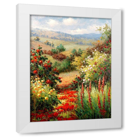 Wild Roses On the Hillside White Modern Wood Framed Art Print by Hulsey